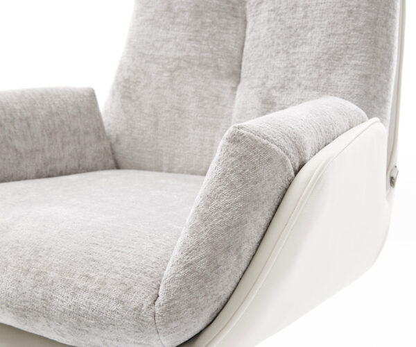 Jídelní židle Clea-Flex smíšené materiály pravá kůže bílá-stříbrno-šedá konzolová konstrukce matná bílá - Image 4