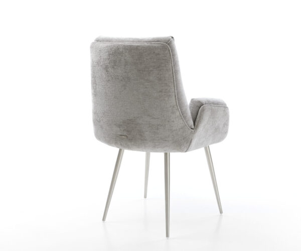 Jídelní židle Clea-Flex 4 nohy zúžené nerezové oceli, chenille stříbrnošedá - Image 5