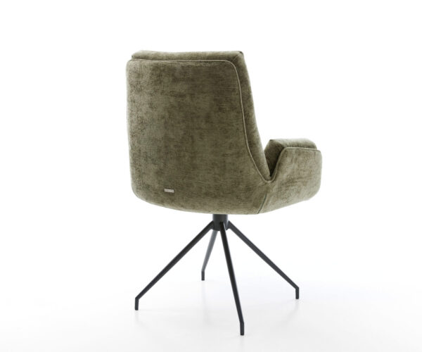 Jídelní židle Clea-Flex křížový rám kuželový kov černý chenille olivový 180° otočný - Image 5