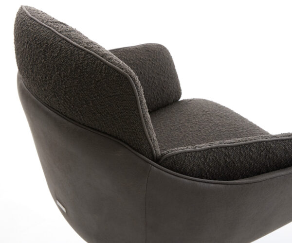 Jídelní židle Luan-Flex s područkami, křížová konstrukce, kuželová nerezová ocel, kombinace materiálů, černá, otočné o 180° - Image 4
