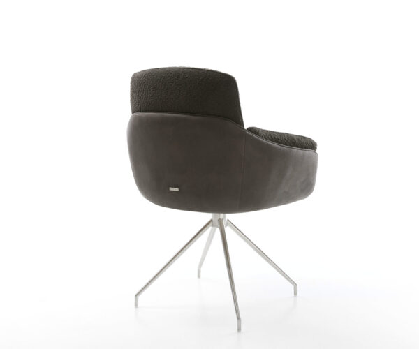 Jídelní židle Luan-Flex s područkami, křížová konstrukce, kuželová nerezová ocel, kombinace materiálů, černá, otočné o 180° - Image 5