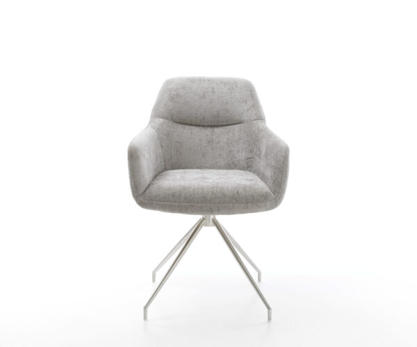 Jídelní židle Pejo-Flex křížový rám kuželový nerezový chenille stříbrošedý otočný o 180° - Image 2