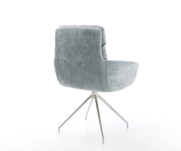 Jídelní židle Abelia-Flex s područkami, křížová podnož, kuželová nerezová ocel, chenille pastelově modrá, otočné o 360° - Image 5