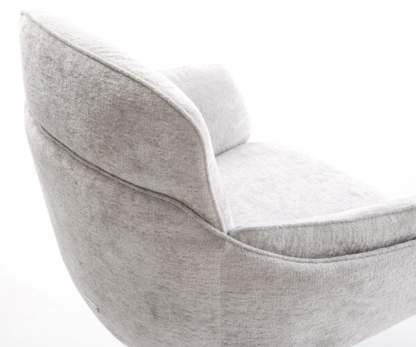 Jídelní židle Luan-Flex s područkami, křížová podnož, kuželové nohy z nerezové oceli, chenille stříbrnošedá, otočné o 180° - Image 4
