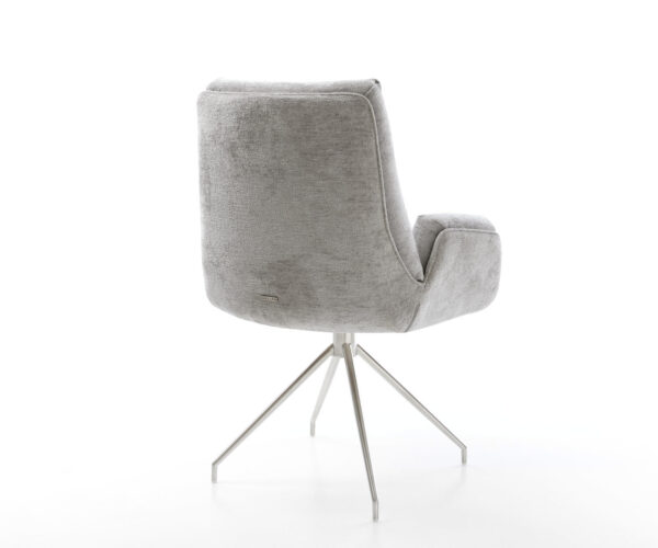 Jídelní židle Clea-Flex křížový rám kuželový nerezový chenille stříbrošedý 180° otočný - Image 5