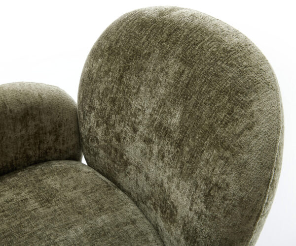 Jídelní židle Nube-Flex s područkami, křížová kovová podnož, černá, chenille olivová, 360° otočné, jádro z taštičkových pružin - Image 4