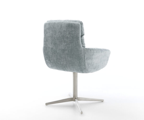 Jídelní židle Abelia-Flex s područkami, křížová podnož z nerezové oceli, chenille pastelově modré, otočné o 360° - Image 5