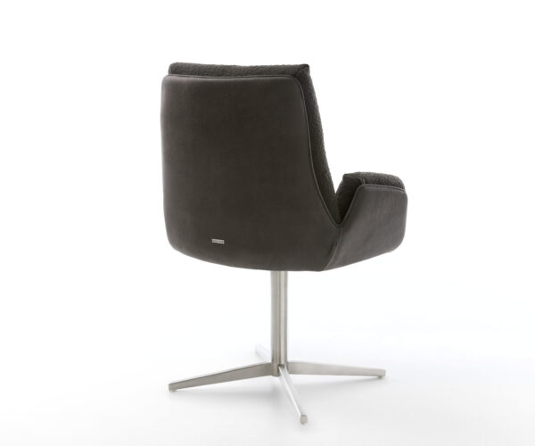 Jídelní židle Clea-Flex křížová podnož z nerezové oceli, kombinace materiálů, černá, otočné o 360° - Image 5