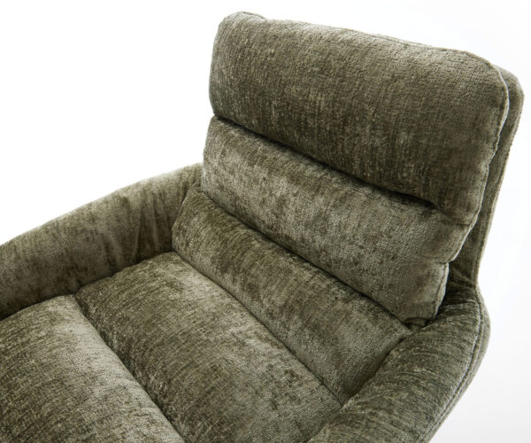 Jídelní židle Abelia-Flex s područkami, křížová kovová podnož, černá, chenille olivová, otočné o 360° - Image 4