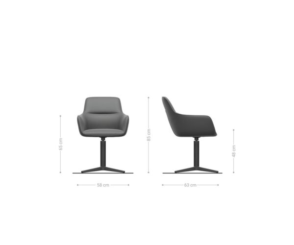 Jídelní židle Pejo-Flex křížová podnož, efektový povrch titan, chenille rezavá, otočné o 360° - Image 6