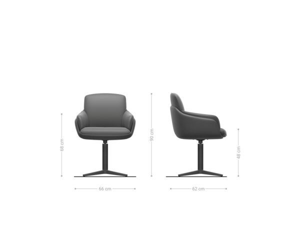 Jídelní židle Luan-Flex s područkami, křížová podnož, efektová povrchová úprava titan, mix materiálů černá, otočné o 360° - Image 6