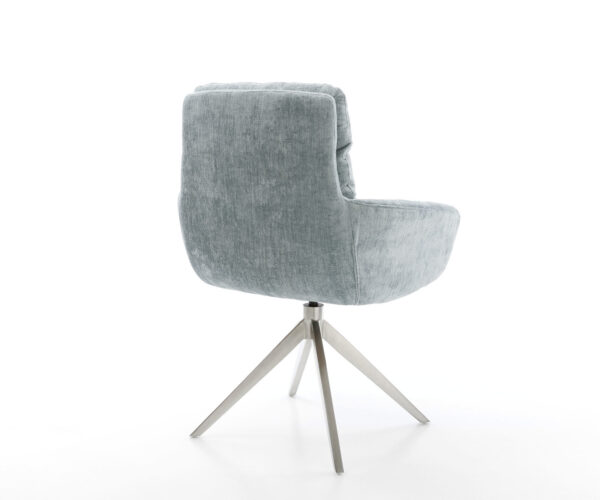 Jídelní židle Abelia-Flex s područkami, křížová podnož, široké, nerezová ocel, chenille pastelově modrá, otočné o 360°, funkce houpání - Image 5