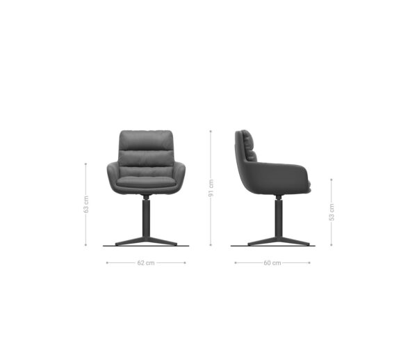 Jídelní židle Abelia-Flex s područkami, křížová podnož, široké, nerezová ocel, mix materiálů, černé, otočné o 360°, houpací funkce - Image 6