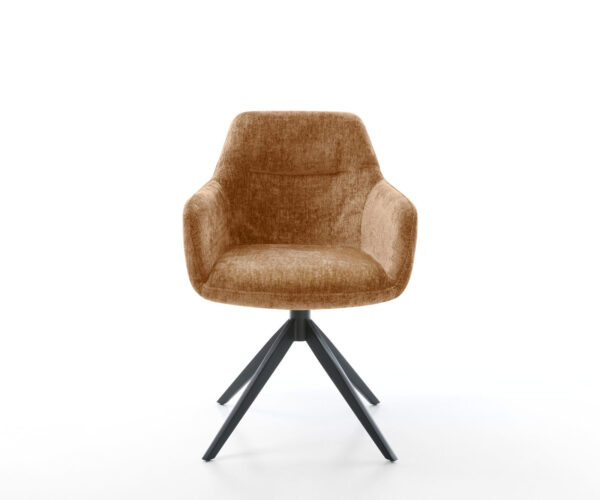 Jídelní židle Pejo-Flex s područkami, křížová podnož, široké, kovové, černé, chenille, rezavé, otočné o 360°, s houpací funkcí - Image 2