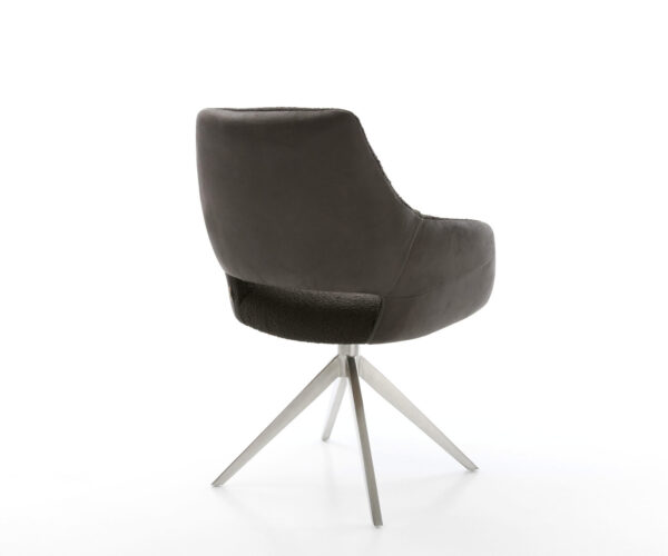 Jídelní židle Yago-Flex s područkami, křížová podnož, široké, nerezová ocel, mix materiálů, černé, otočné o 360°, funkce houpání - Image 5