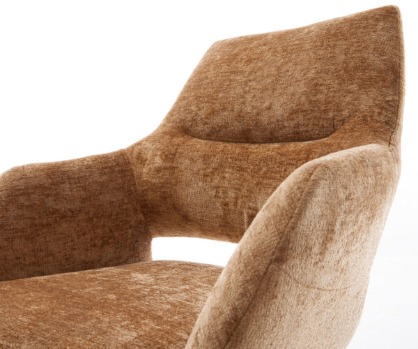 Jídelní židle Yago-Flex s područkami, křížová podnož, široké, kovové, černé, chenille, rezavé, otočné o 360°, s houpací funkcí - Image 4