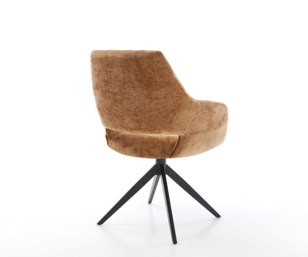 Jídelní židle Yago-Flex s područkami, křížová podnož, široké, kovové, černé, chenille, rezavé, otočné o 360°, s houpací funkcí - Image 5