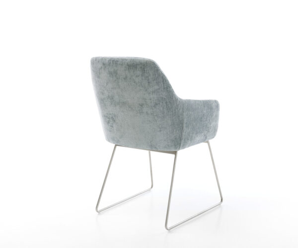 Jídelní židle Pejo-Flex s kluznou konstrukcí z nerezové oceli, chenille pastelově modré - Image 5