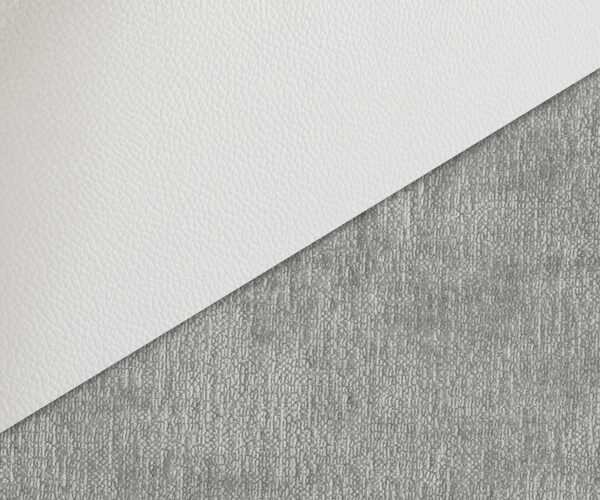 Jídelní židle Clea-Flex smíšený materiál pravá kůže bílá-stříbrně šedá křížová podnož široké bílé houpací funkce 360° otočné - Image 3