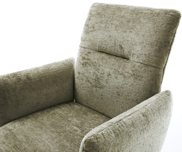 Jídelní židle Jova-Flex s područkami, křížová podnož, široké, kovové, černé, chenille olivové, otočné o 360°, s houpací funkcí, jádro s taštičkovými pružinami - Image 4