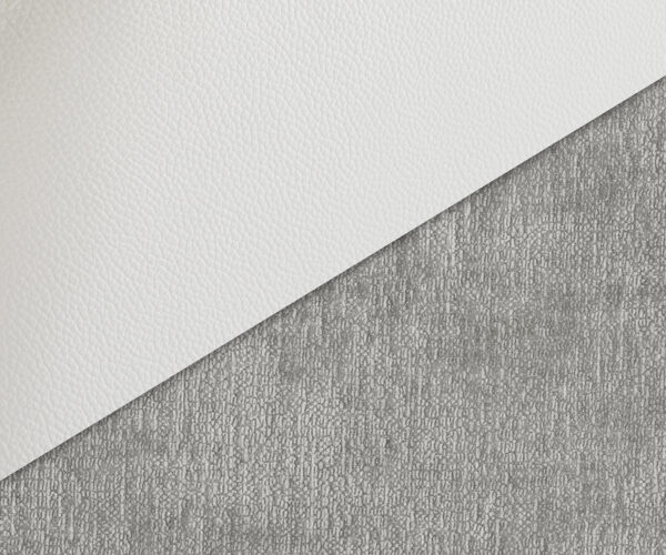 Jídelní židle Abelia-Flex smíšené materiály pravá kůže bílá stříbrně šedý křížový rám široké bílé 360° otočné s houpací funkcí - Image 3