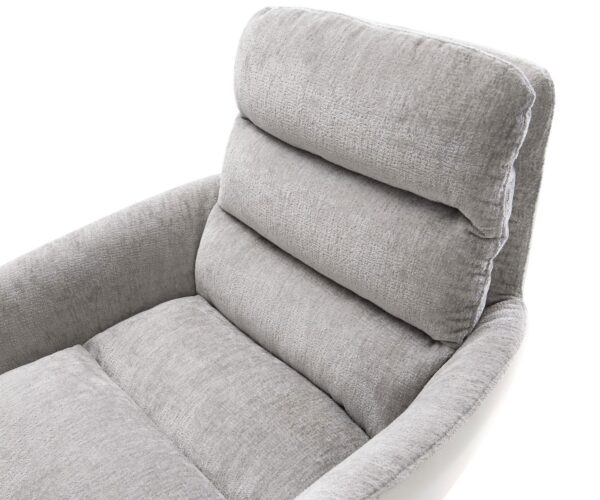 Jídelní židle Abelia-Flex smíšené materiály pravá kůže bílá stříbrně šedý křížový rám široké bílé 360° otočné s houpací funkcí - Image 4