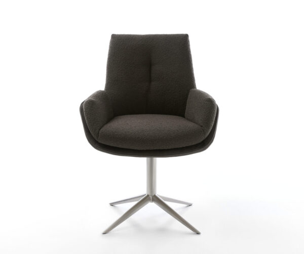 Jídelní židle Clea-Flex smíšené materiály černý křížový podstavec nerezová ocel 360° otočné s houpací funkcí - Image 2