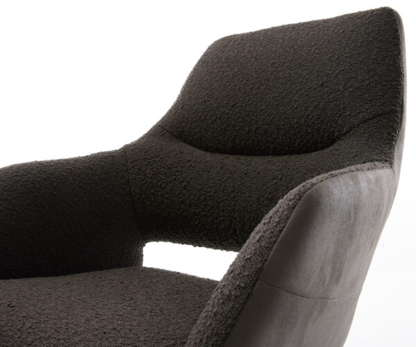 Jídelní židle Yago-Flex s područkami, kombinované materiály, černý křížový podstavec, nerezová ocel, otočné o 360°, funkce houpání, jádro z taštičkových pružin - Image 4