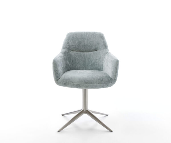Jídelní židle Pejo-Flex chenille pastelově modré, křížová nerezová podnož, otočné o 360°, funkce houpání - Image 2