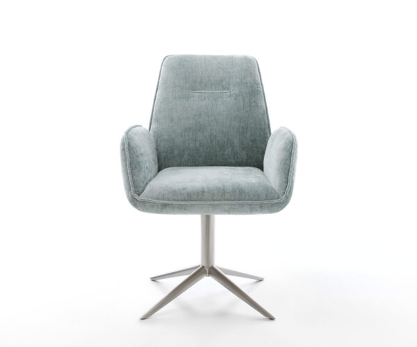 Jídelní židle Zoa-Flex chenille pastelově modré, křížová nerezová základna, otočné o 360°, funkce houpání - Image 2