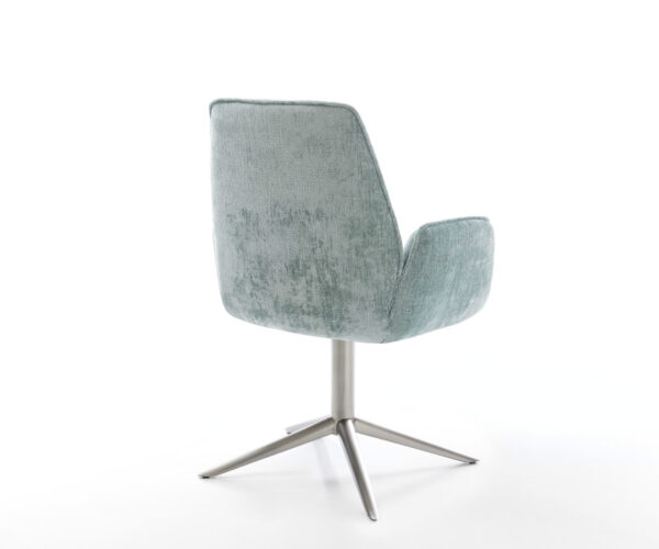 Jídelní židle Zoa-Flex chenille pastelově modré, křížová nerezová základna, otočné o 360°, funkce houpání - Image 5