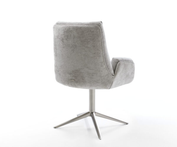 Jídelní židle Clea-Flex chenille stříbrně šedá, křížová podnož z nerezové oceli, otočné o 360°, s funkcí houpání - Image 5