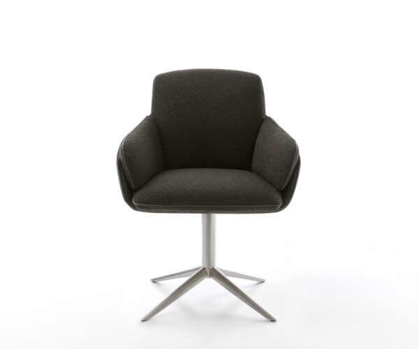 Jídelní židle Luan-Flex s područkami, kombinované materiály, černý křížový podstavec, nerezová ocel, otočné o 360°, funkce houpání - Image 2