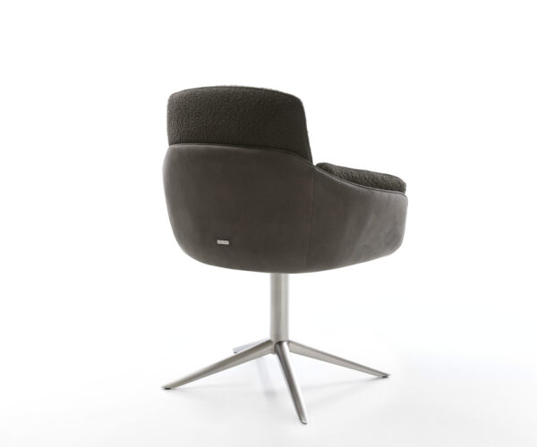 Jídelní židle Luan-Flex s područkami, kombinované materiály, černý křížový podstavec, nerezová ocel, otočné o 360°, funkce houpání - Image 5