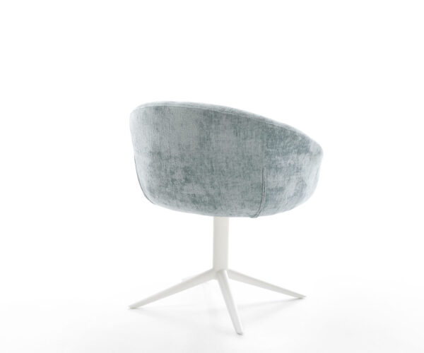 Jídelní židle Vinka-Flex Chenille pastelově modré, bílý kříž nohou, otočné o 360°, houpací funkce, taštičkové pružiny - Image 5