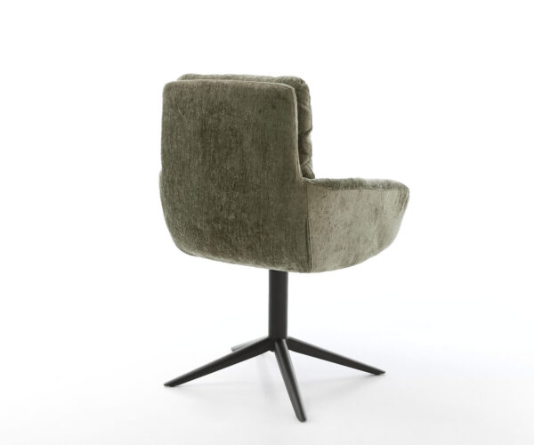 Jídelní židle Abelia-Flex s područkami, křížová kovová podstava černá, chenille olivová, otočné o 360°, funkce houpání - Image 5