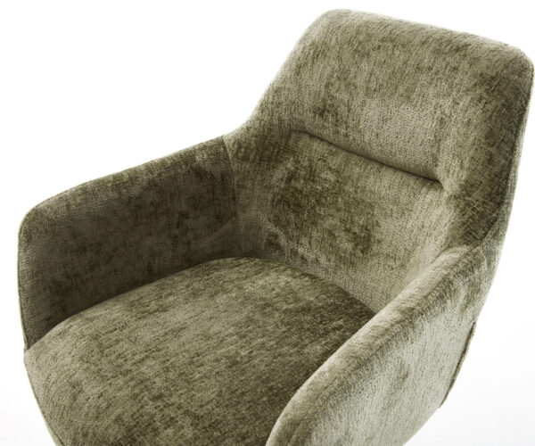 Jídelní židle Pejo-Flex křížová kovová podnož černá, chenille olivová, otočné o 360°, s funkcí houpání - Image 4