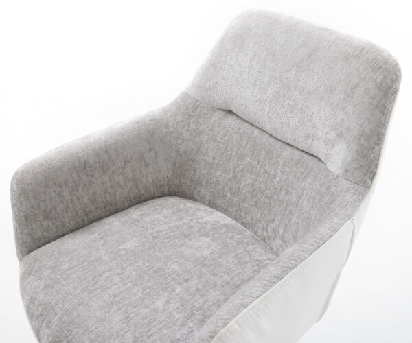 Jídelní židle Pejo-Flex smíšené materiály pravá kůže bílá stříbrnošedá křížová podstava bílá 360° otočné houpací funkce - Image 4