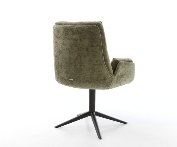 Jídelní židle Clea-Flex chenille olivově zelené, černý křížový podstavec, otočné o 360° s funkcí houpání - Image 5