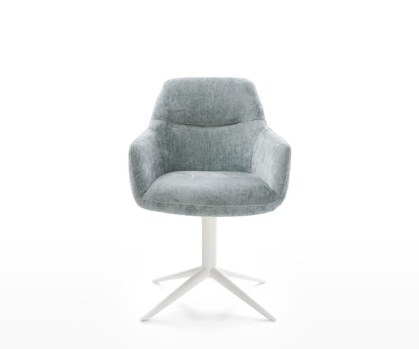 Jídelní židle Pejo-Flex chenille pastelově modré, bílý křížový podstavec, otočné o 360°, houpací funkce - Image 2