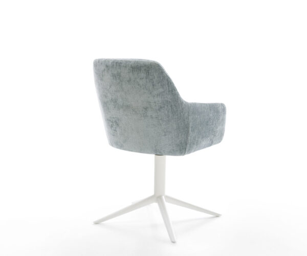 Jídelní židle Pejo-Flex chenille pastelově modré, bílý křížový podstavec, otočné o 360°, houpací funkce - Image 5