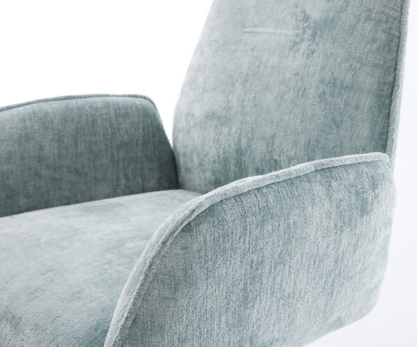 Jídelní židle Zoa-Flex chenille pastelově modré, bílý křížový podstavec, otočné o 360°, funkce houpání - Image 4
