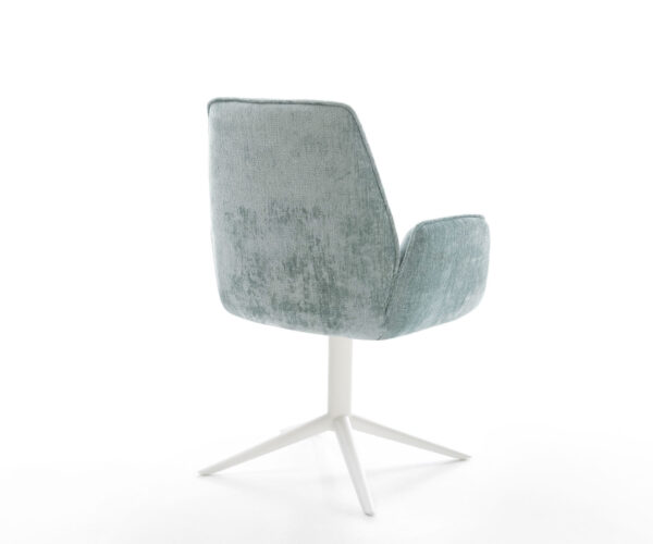 Jídelní židle Zoa-Flex chenille pastelově modré, bílý křížový podstavec, otočné o 360°, funkce houpání - Image 5
