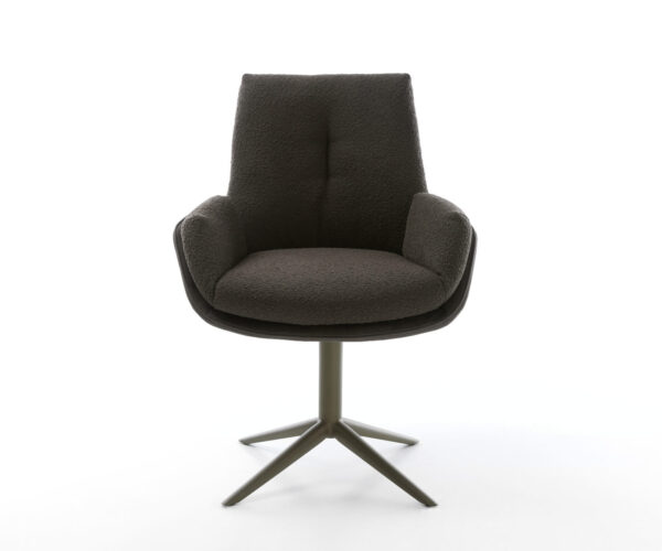 Jídelní židle Clea-Flex smíšené materiály taupe, křížová podnož, titanový povrch, houpací funkce, otočné o 360° - Image 2