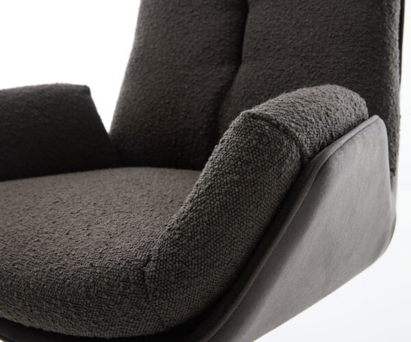 Jídelní židle Clea-Flex smíšené materiály taupe, křížová podnož, titanový povrch, houpací funkce, otočné o 360° - Image 4
