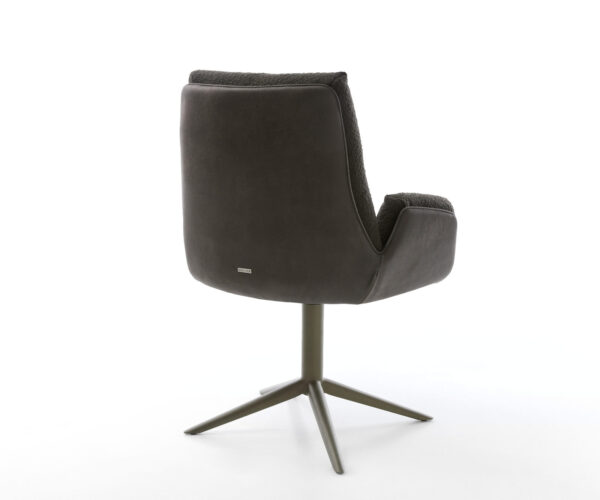 Jídelní židle Clea-Flex smíšené materiály taupe, křížová podnož, titanový povrch, houpací funkce, otočné o 360° - Image 5