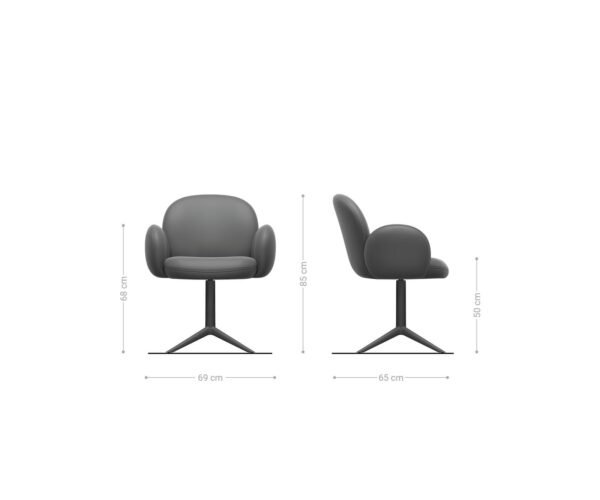 Jídelní židle Nube-Flex s područkami, křížová podstava, efektová úprava titanový chenille rezavá, otočné o 360°, funkce houpání, jádro s taštičkovými pružinami - Image 6