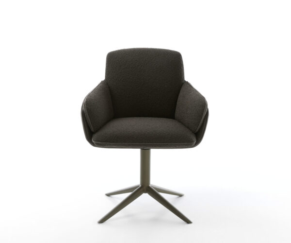 Jídelní židle Luan-Flex s područkami, křížová podstava, efektová úprava titan, kombinace materiálů černá, otočné o 360°, funkce houpání - Image 2