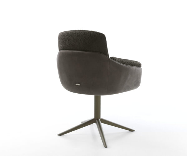 Jídelní židle Luan-Flex s područkami, křížová podstava, efektová úprava titan, kombinace materiálů černá, otočné o 360°, funkce houpání - Image 5