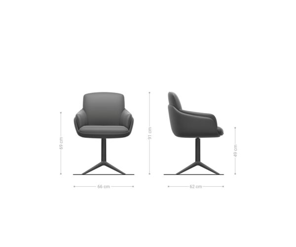 Jídelní židle Luan-Flex s područkami, křížová podnož, efektový povrch, titanový chenille rezavý, otočné o 360°, houpací funkce - Image 6